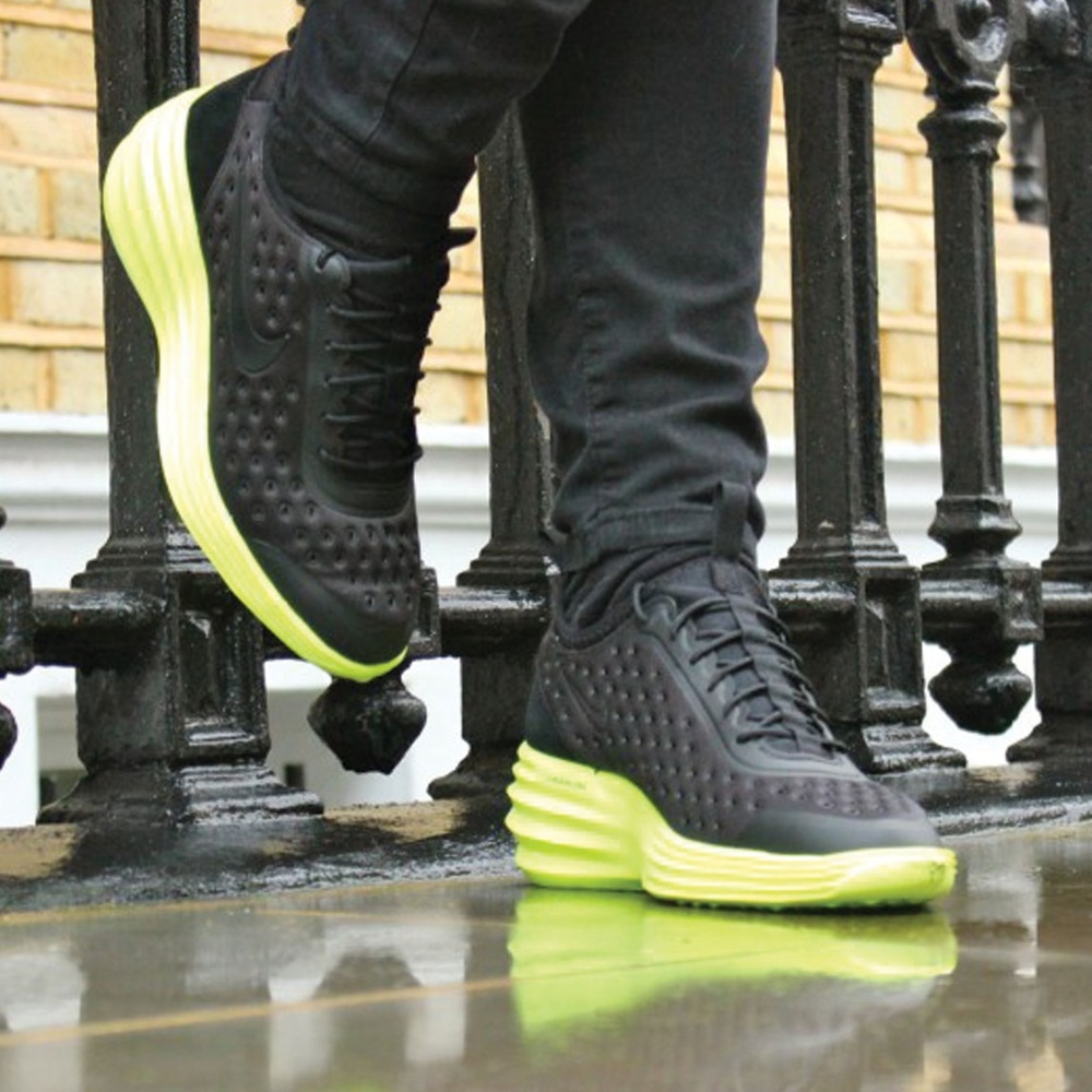 10 NIKE LUNAR ELITE SKYHI WEDGE SHOES Black Yellow